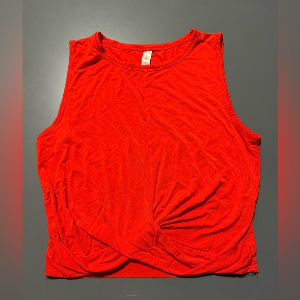 ALO Yoga Top - Red with Front Wrap Detail - Sleeveless - Size Medium
